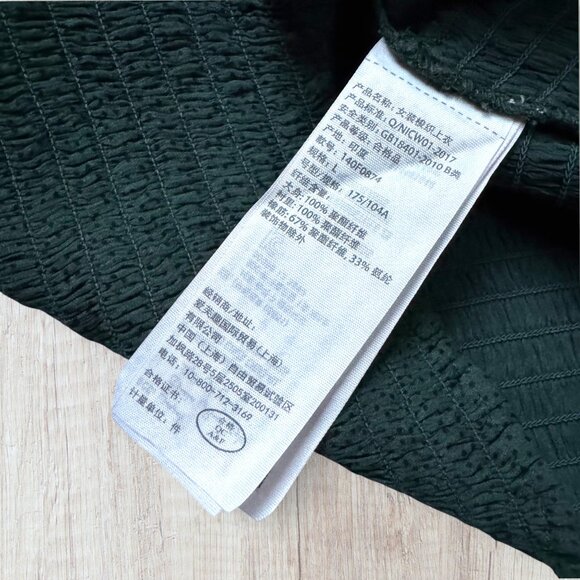 Abercrombie & Fitch Forest Green Smocked Waist Long Sleeve Deep V Blouse Size L - Picture 4 of 6